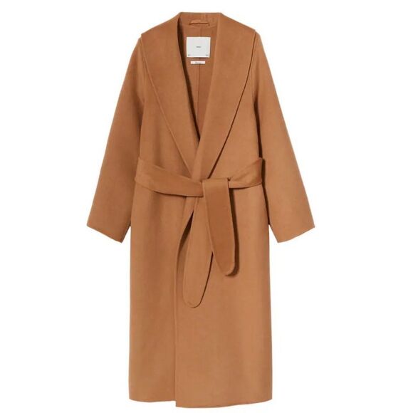 Iconic Mango 76% Wool Handmade Belted Coat Old Money - Picture 7 of 13